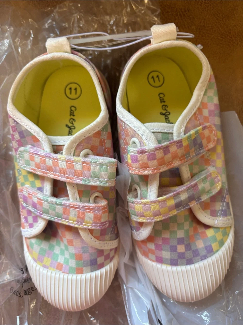 Cat & Jack Pastel Check Velcro Sneakers - Pink, Purple, Green, Yellow, Orange